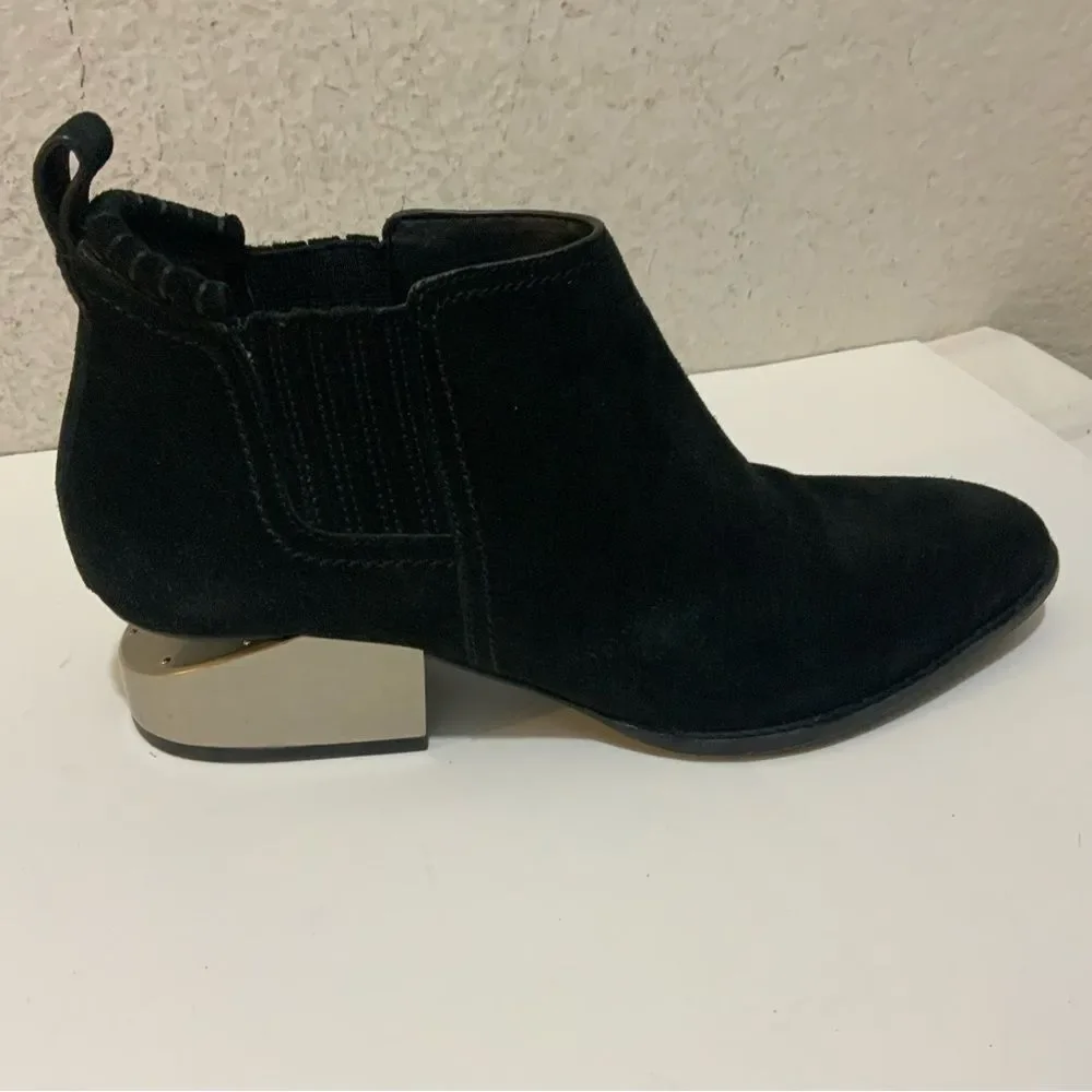 Alexander Wang Gabi Cut Out Boot 39.5 Black Suede Silver Metal Heel